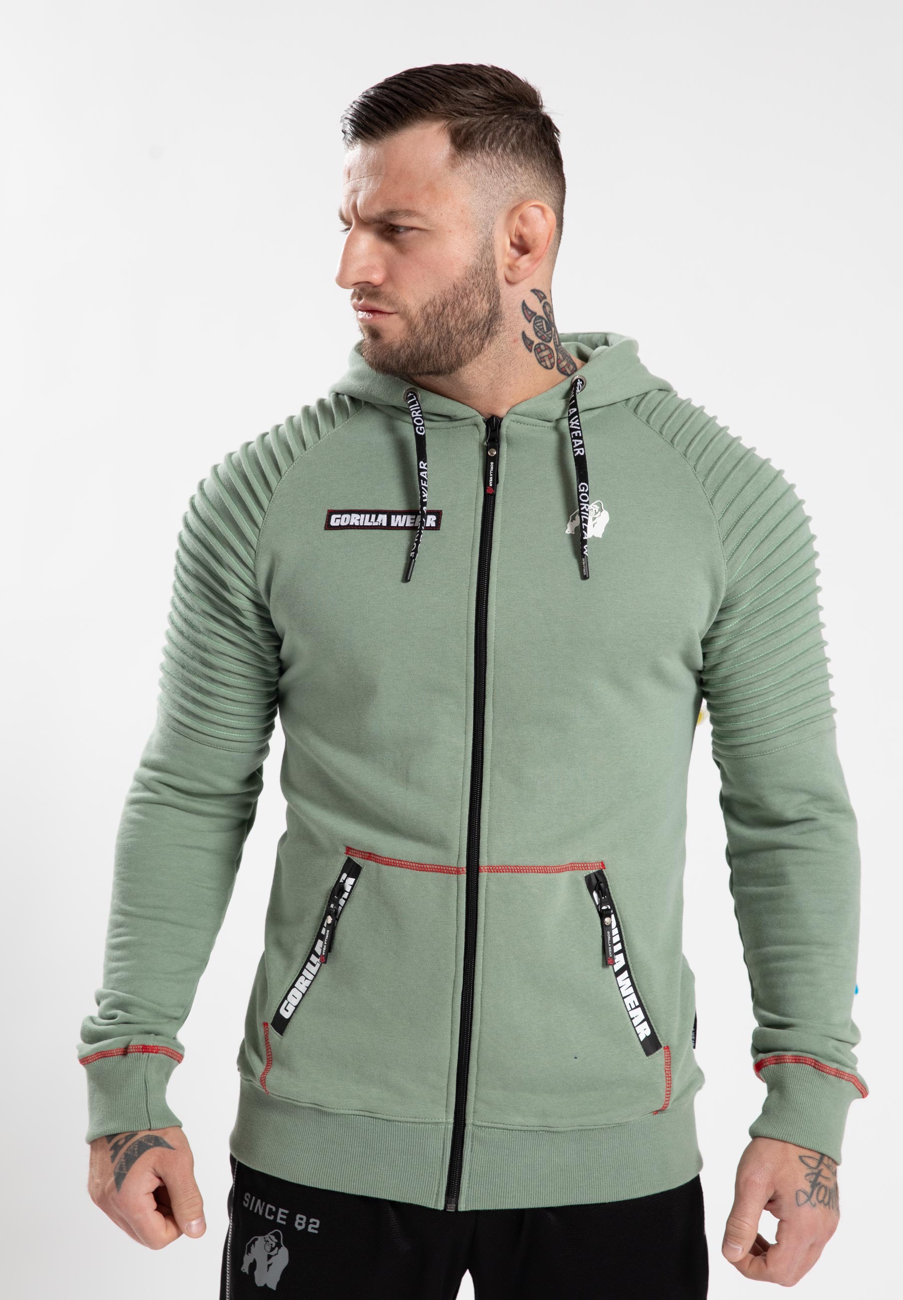 Georgia Zipped Hoodie - Green - S