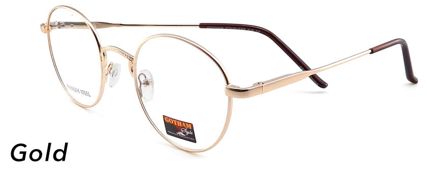 Smilen Eyewear Gotham Steel GothamStyle Stainless 39 Eyeglasses, Gold