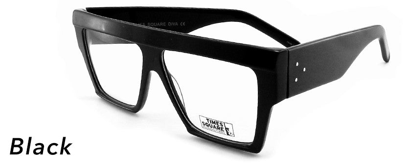 Smilen Eyewear LARGE FRAMES Times Square Diva Eyeglasses, Black