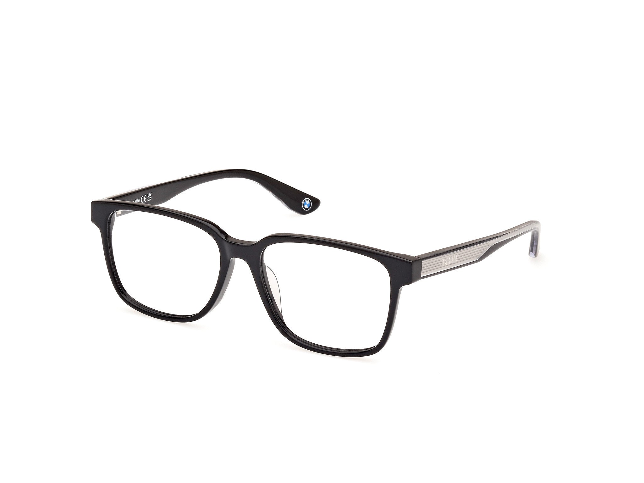 BMW Eyewear BW5080-H Mens Eyeglasses, 001 - Shiny Black - Black-Crystal