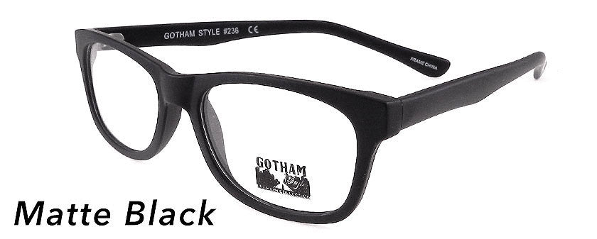 Smilen Eyewear Gotham Premium GothamStyle Matte 236* Eyeglasses, Matte Black