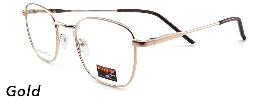 Smilen Eyewear Gotham Steel GothamStyle Stainless 40 Eyeglasses, Gold