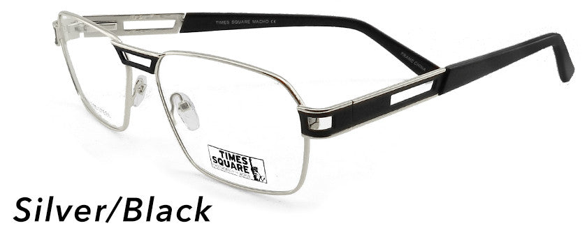 Smilen Eyewear Times Square Times Square Macho Eyeglasses, Silver-Black