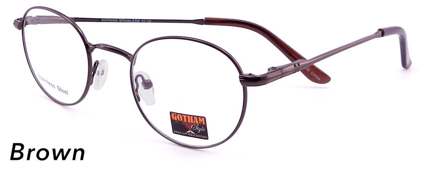 Smilen Eyewear Gotham Steel GothamStyle Stainless 31 Eyeglasses, Brown