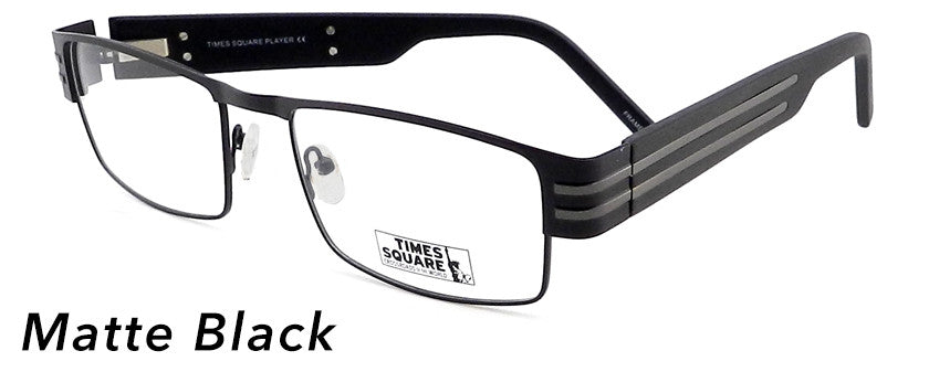 Smilen Eyewear LARGE FRAMES Times Square Player Eyeglasses, Matte Black