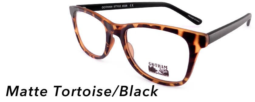 Smilen Eyewear Gotham Premium GothamStyle Matte 226* Eyeglasses, Matte Tortoise-Black