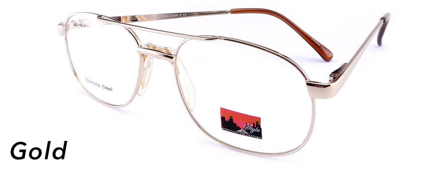 Smilen Eyewear Gotham Steel GothamStyle Stainless 5 Eyeglasses, Gold