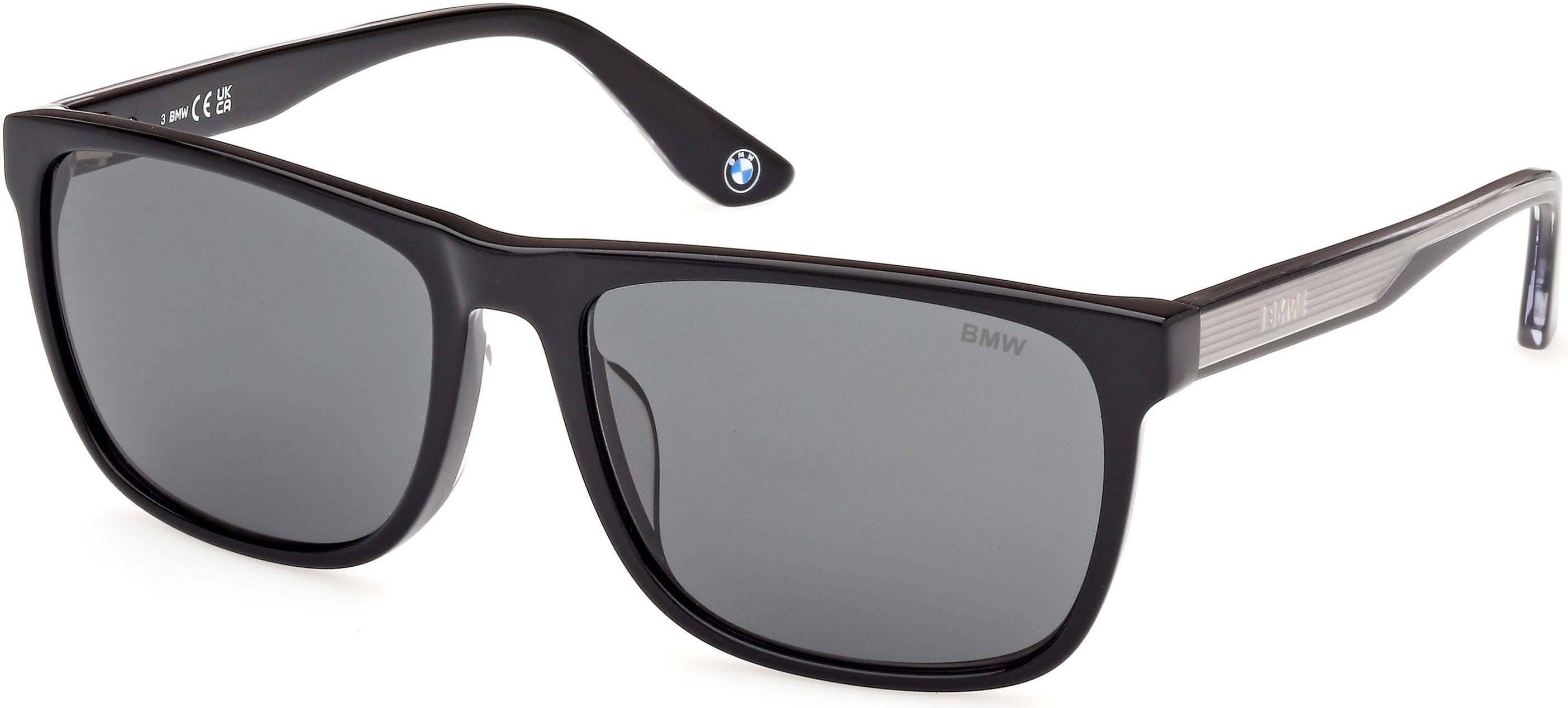 BMW Eyewear BW0056-H Full Frame Mens Sunglasses, 01A - Shiny Black - Shiny Black