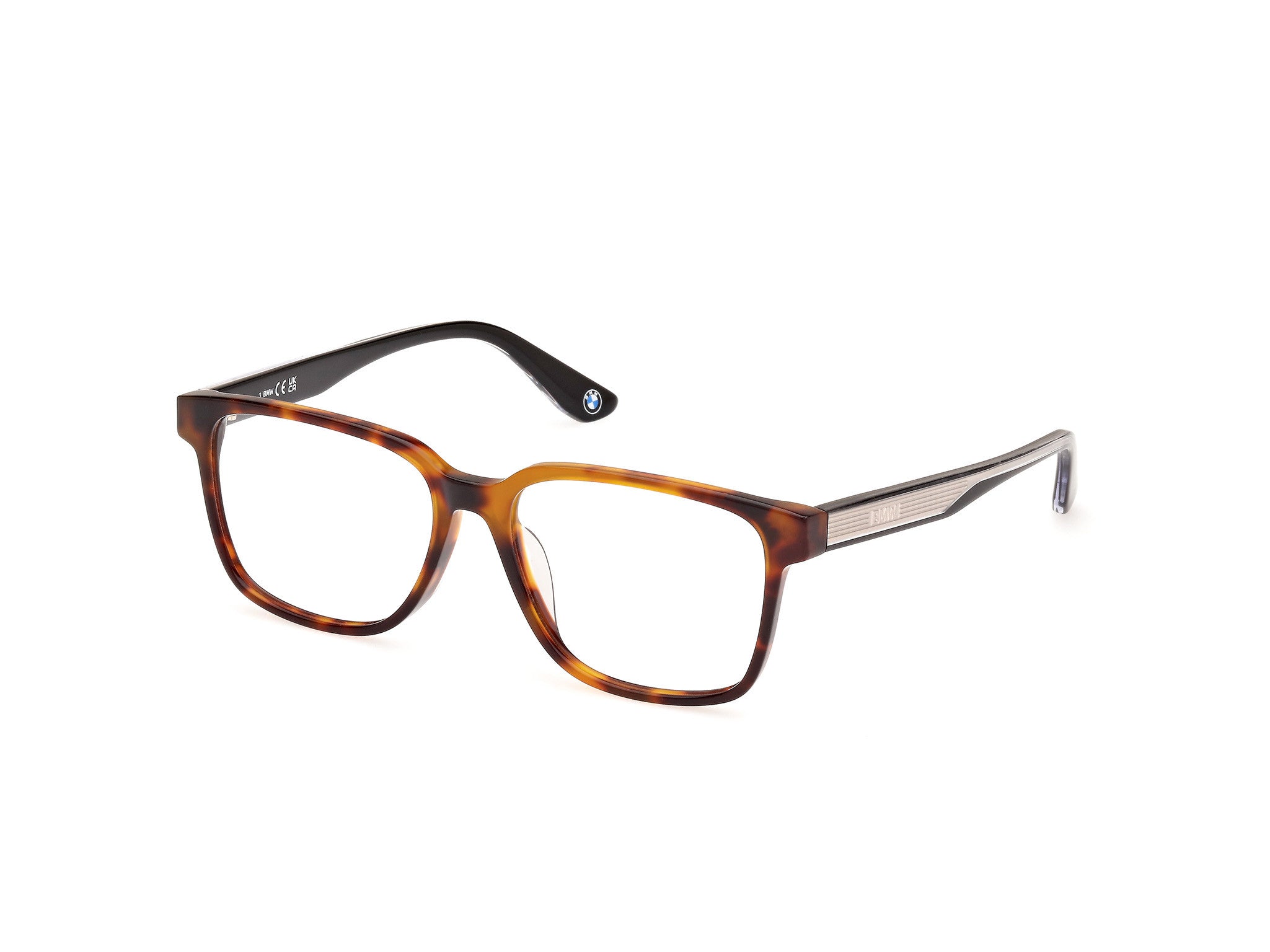 BMW Eyewear BW5080-H Mens Eyeglasses, 052 - Blonde Havana - Black-Crystal