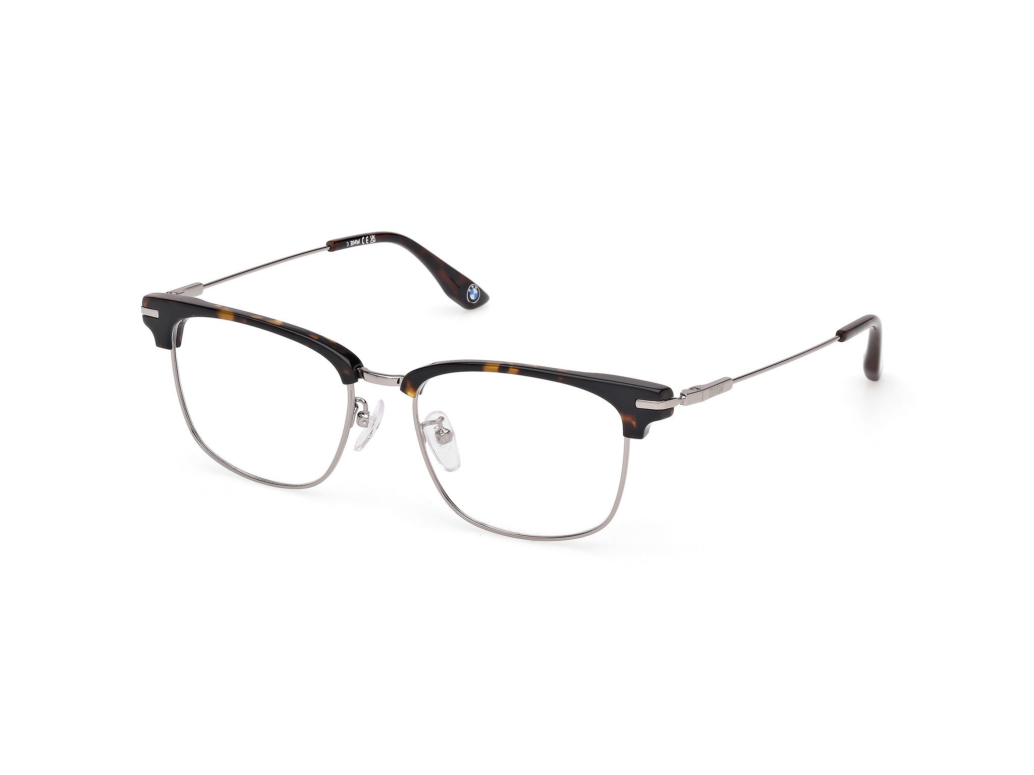 BMW Eyewear BW5096-H Mens Eyeglasses, 052 - Dark Havana - Shiny Light Ruthenium