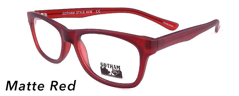 Smilen Eyewear Gotham Premium GothamStyle Matte 236* Eyeglasses, Matte Red