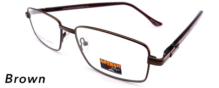Smilen Eyewear Gotham Steel GothamStyle Stainless 3 Eyeglasses, Brown