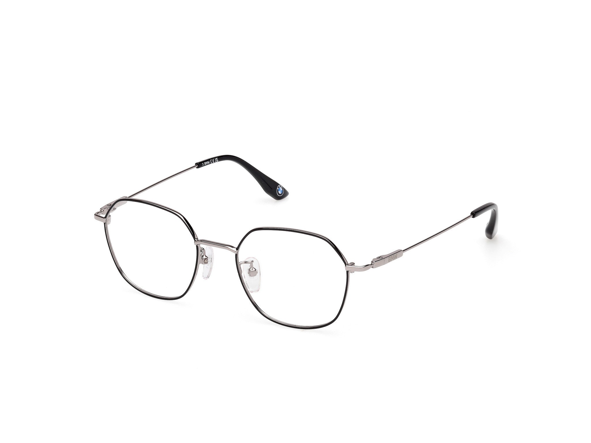 BMW Eyewear BW5095-H Mens Eyeglasses, 005 - Black-Monocolor - Shiny Light Ruthenium