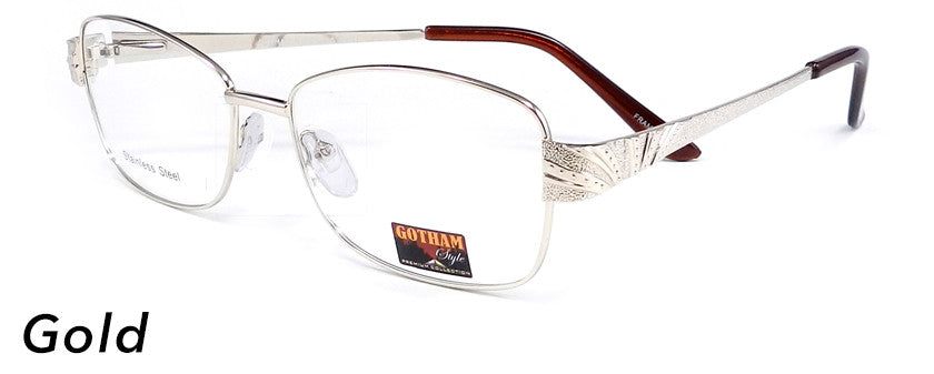 Smilen Eyewear Gotham Steel GothamStyle Stainless 26 Eyeglasses, Gold