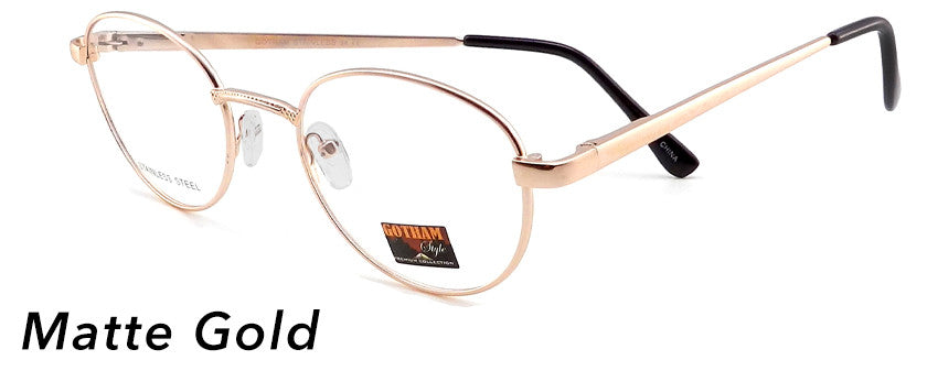 Smilen Eyewear Gotham Steel GothamStyle Stainless 34 Eyeglasses, Matte Gold