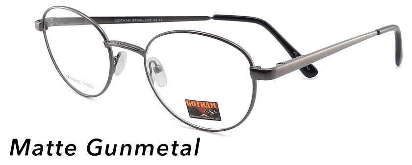Smilen Eyewear Gotham Steel GothamStyle Stainless 34 Eyeglasses, Matte Gunmetal