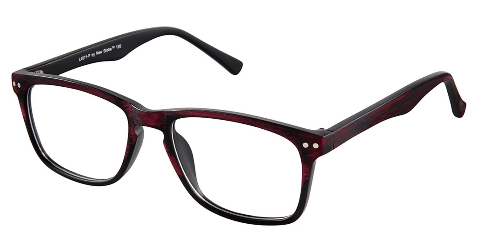 New Globe L4071-P Ladies Eyeglasses, RED GRAIN