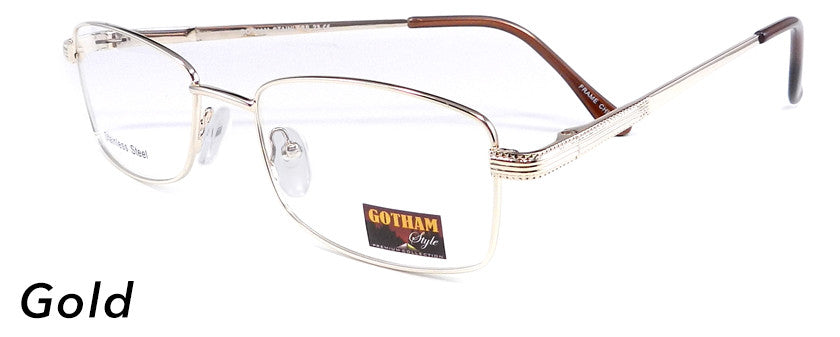 Smilen Eyewear Gotham Steel GothamStyle Stainless 23 Eyeglasses, Gold