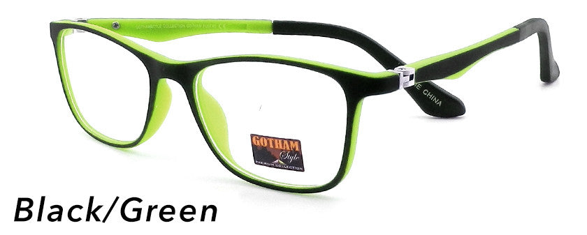Smilen Eyewear Gotham Flex GothamStyle Flex Matte 63 Eyeglasses, Matte Black-Green