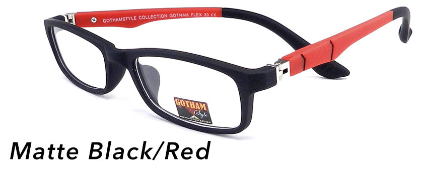 Smilen Eyewear Gotham Flex GothamStyle Flex Matte 33 Eyeglasses, Matte Black-Red