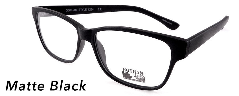 Smilen Eyewear Gotham Premium GothamStyle Matte 234* Eyeglasses, Matte Black