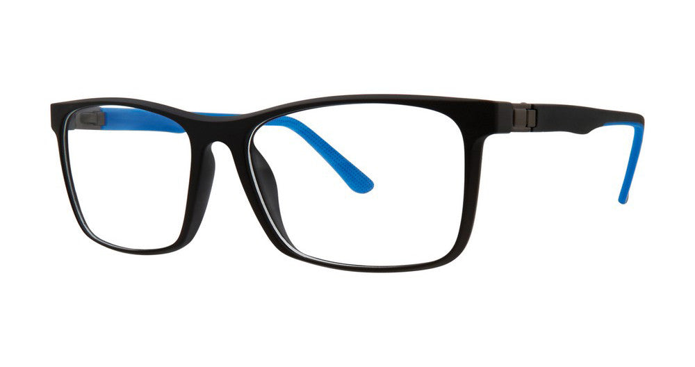 Big Mens Eyewear Club BIG PUSH Mens Eyeglasses, Black-Blue Matte