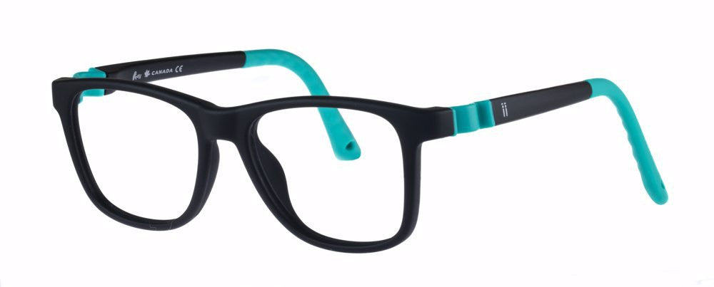 Indii Kids IN31-PUZZLE Kids Eyeglasses, C2 BLACK-TURQ IN31-C2 PUZZLE MATTE BLACK-TURQUOISE  47-15-140