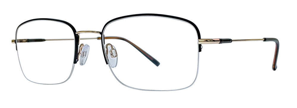 Stetson Eyewear Stetson Stainless Steel 601 Semi Rimless Mens Eyeglasses, 308 Noir-Gold
