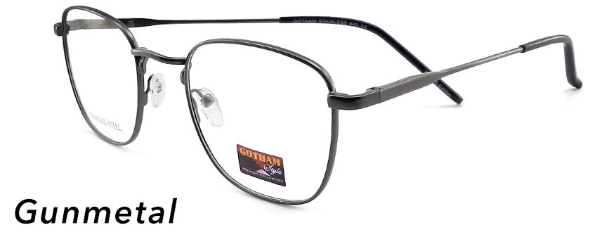 Smilen Eyewear Gotham Steel GothamStyle Stainless 40 Eyeglasses, Gunmetal