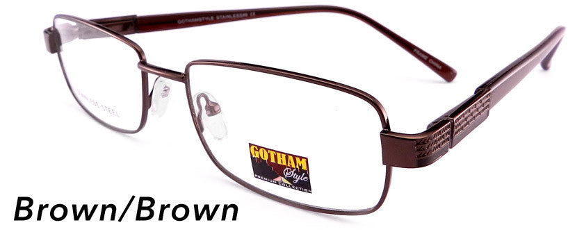 Smilen Eyewear Gotham Steel GothamStyle Stainless 6 Eyeglasses, Brown-Brown