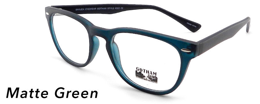 Smilen Eyewear Gotham Premium GothamStyle Matte 252* Eyeglasses, Matte Green