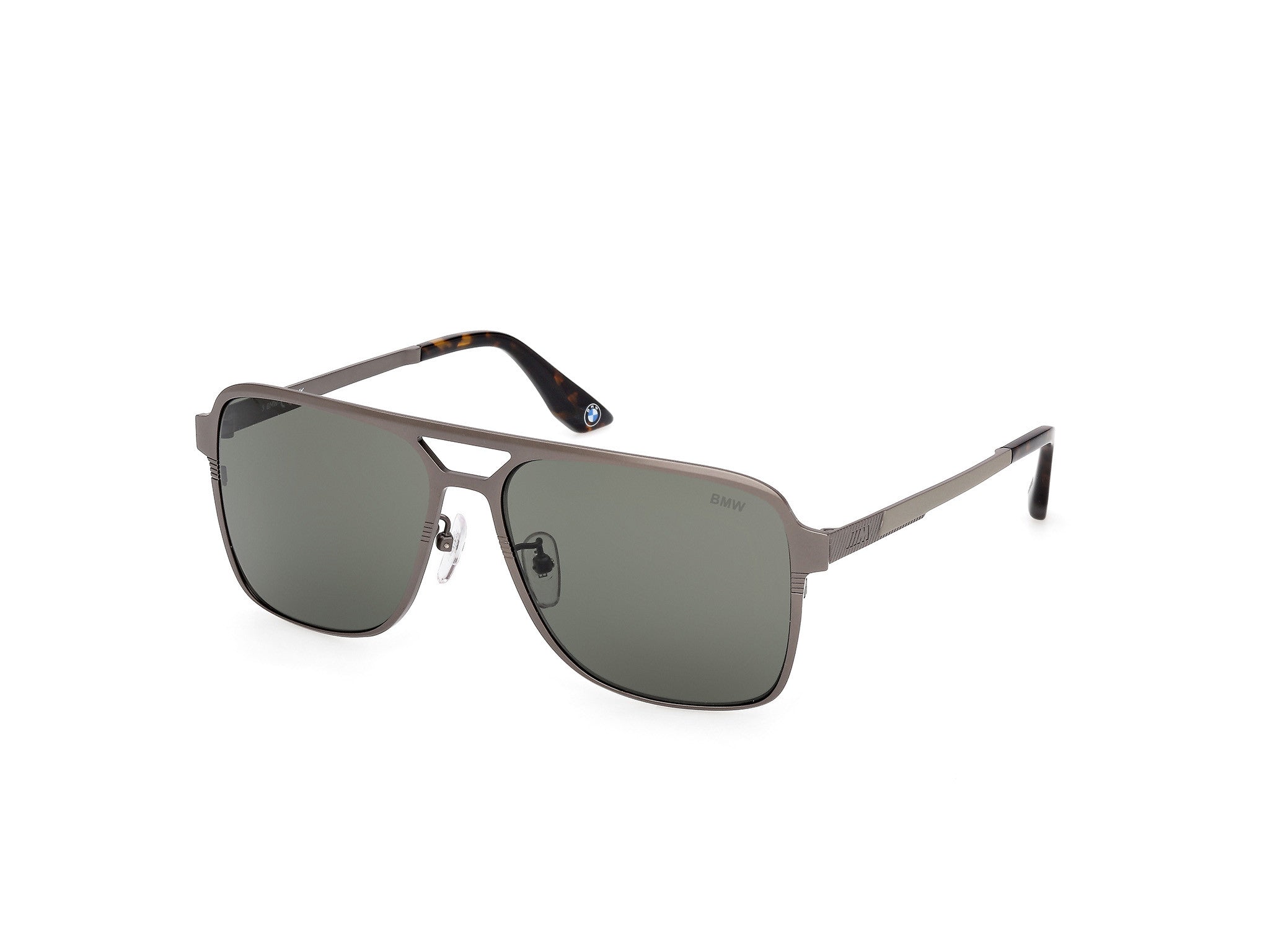 BMW Eyewear BW0069-H Mens Sunglasses, 09N - Matte Gunmetal - Matte Light Green