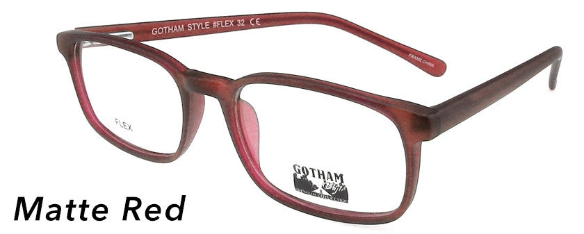 Smilen Eyewear Gotham Flex GothamStyle Flex Matte 32 Eyeglasses, Matte Red