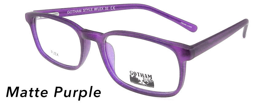 Smilen Eyewear Gotham Flex GothamStyle Flex Matte 32 Eyeglasses, Matte Purple