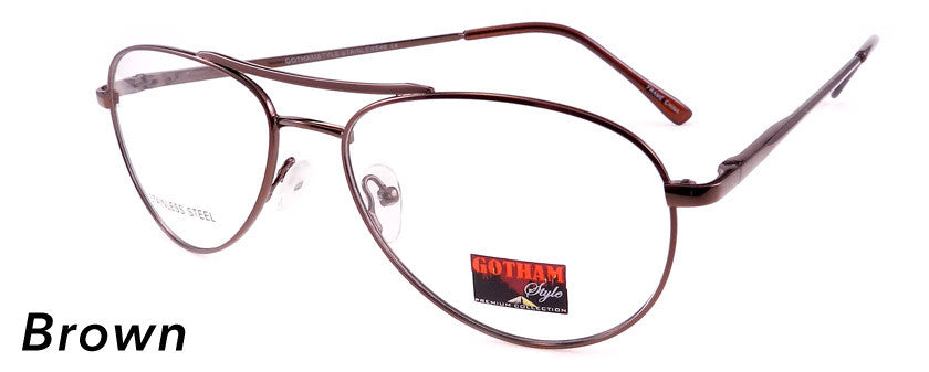 Smilen Eyewear Gotham Steel GothamStyle Stainless 8 Eyeglasses, Brown
