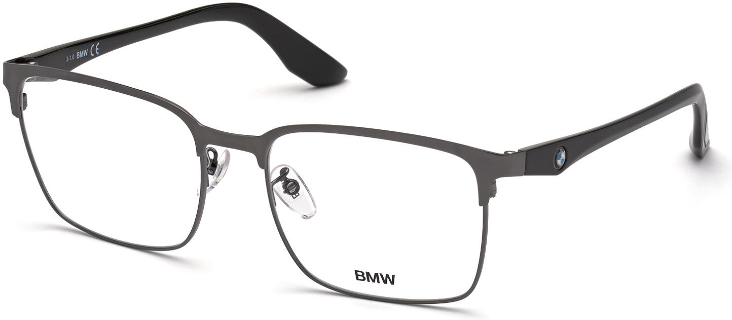 BMW Eyewear BW5017 Full Frame Mens Eyeglasses, 008 - Shiny Dark Ruthenium - Shiny Black