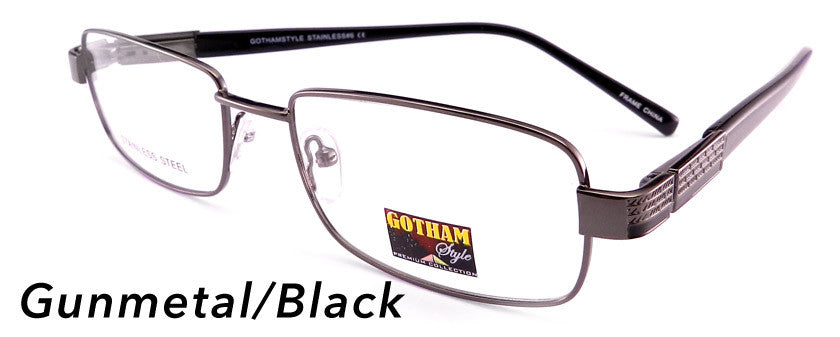 Smilen Eyewear Gotham Steel GothamStyle Stainless 6 Eyeglasses, Gunmetal-Black