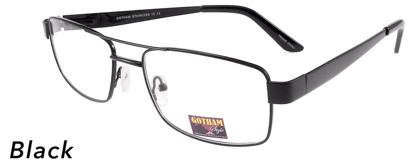 Smilen Eyewear Gotham Steel GothamStyle Stainless 15 Eyeglasses, Black