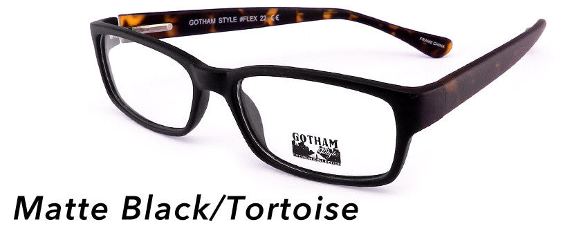 Smilen Eyewear Gotham Flex GothamStyle Flex Matte 22 Eyeglasses, Matte Black-Tortoise