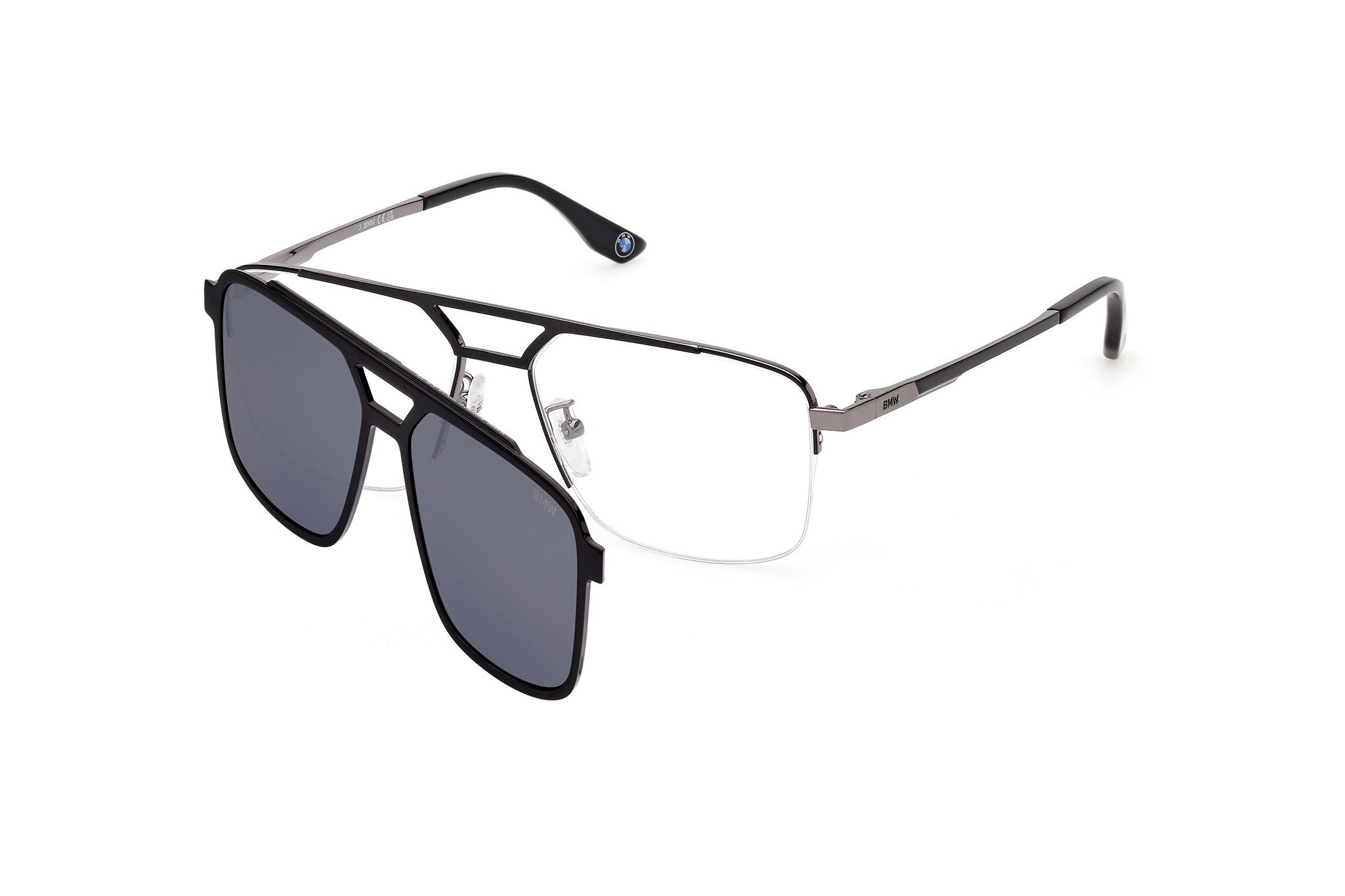 BMW Eyewear BW5085-H Mens Clip, 008 - Shiny Black - Shiny Black