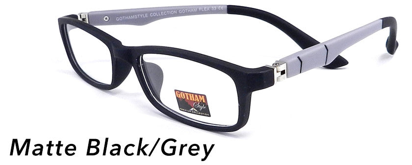 Smilen Eyewear Gotham Flex GothamStyle Flex Matte 33 Eyeglasses, Matte Black-Grey