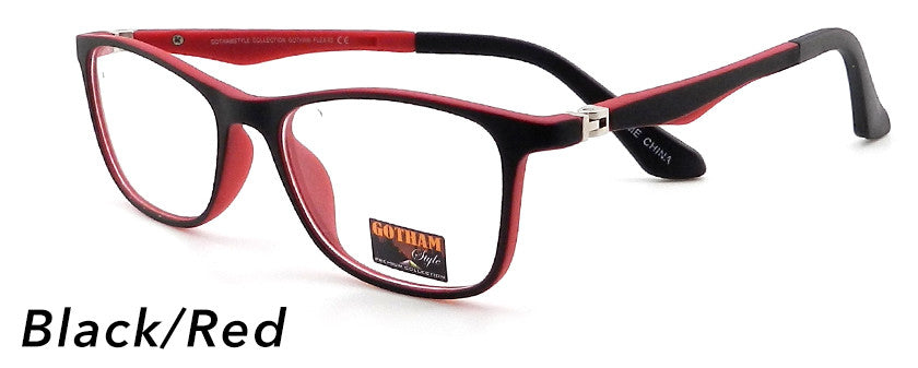 Smilen Eyewear Gotham Flex GothamStyle Flex Matte 63 Eyeglasses, Matte Black-Red