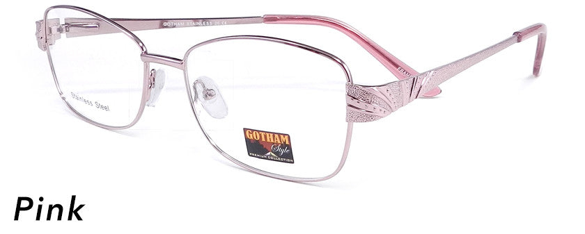 Smilen Eyewear Gotham Steel GothamStyle Stainless 26 Eyeglasses, Pink