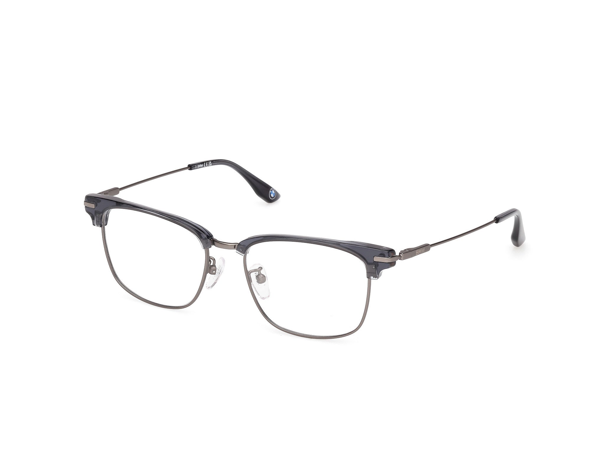BMW Eyewear BW5096-H Mens Eyeglasses, 020 - Shiny Grey - Matte Dark Ruthenium