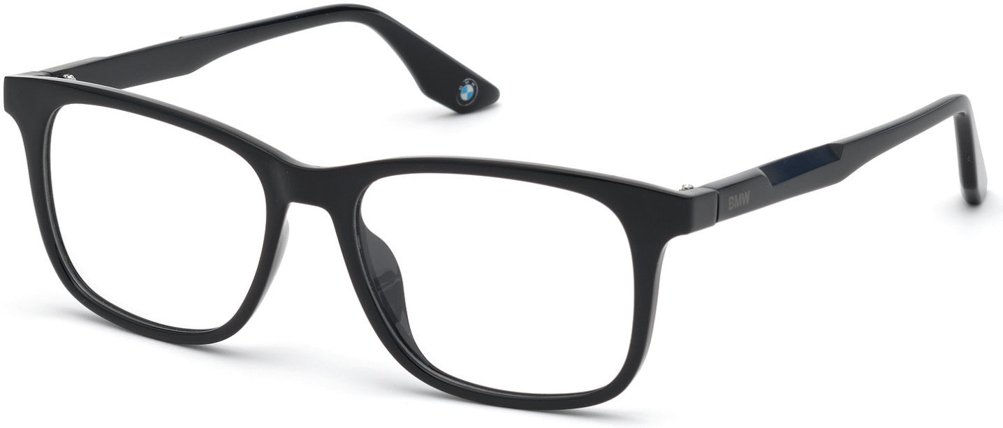 BMW Eyewear BW5006-H Full Frame Mens Clip, 001 - Shiny Black - Shiny Black