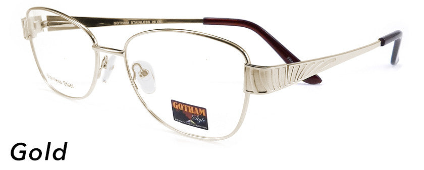 Smilen Eyewear Gotham Steel GothamStyle Stainless 29 Eyeglasses, Gold