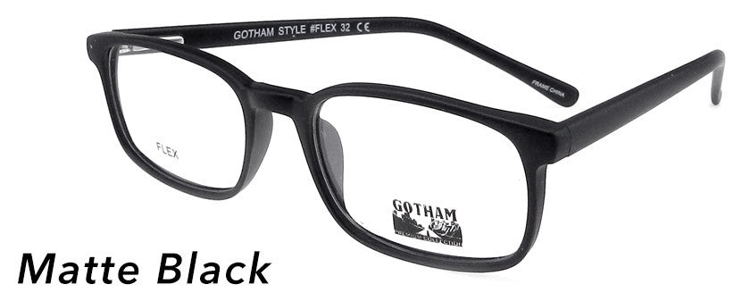 Smilen Eyewear Gotham Flex GothamStyle Flex Matte 32 Eyeglasses, Matte Black