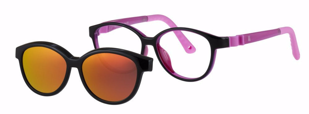 Indii Kids IN55-SUNNY SC Full Frame Kids Eyeglasses, C1 KIT BLK-PURP-PNK IN55-C1 SUNNY SCKIT BLACK-PURPLE-BUBBLEGUM PINK 45-12-130
