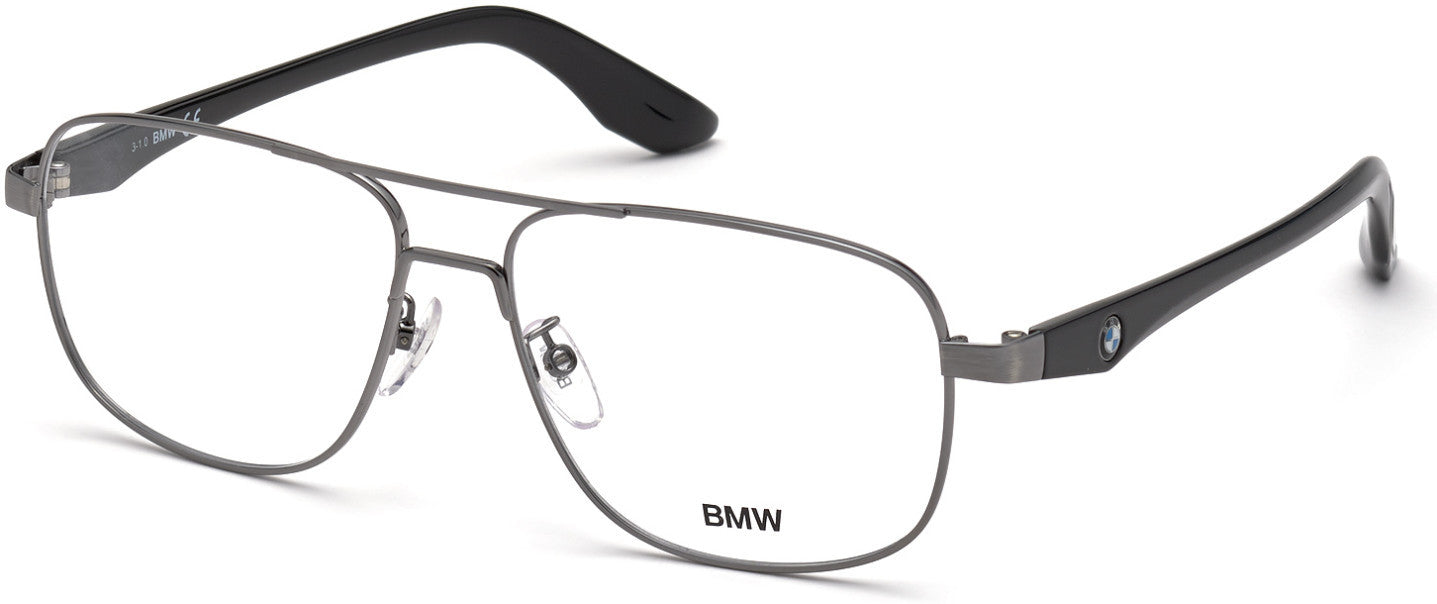 BMW Eyewear BW5019 Full Frame Mens Eyeglasses, 008 - Shiny Dark Ruthenium - Matte Black
