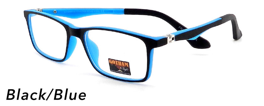 Smilen Eyewear Gotham Flex GothamStyle Flex Matte 64 Eyeglasses, Matte Black-Blue